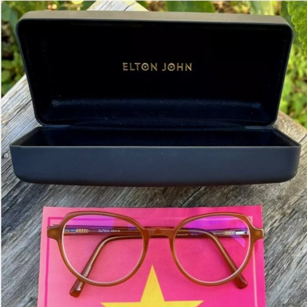 Elton John Eyeglass Glasses Frames 51-18-142 Folk Song Golds w/Case & Cloth
